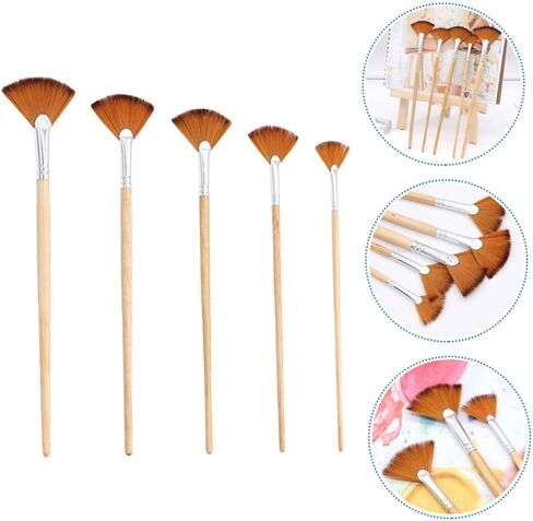 Garneck 5Pcs Portable Fan Paint Brushes Multi Function Professional Watercolor Oil Gouache Painting Tools with Smooth Grip Handles for Travel and Drawing Accessories in Saudi Arabia