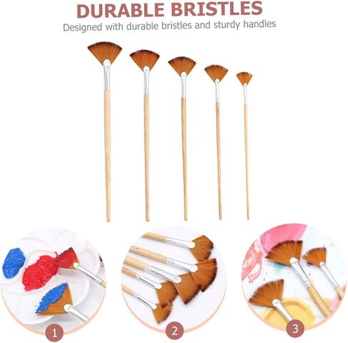 Garneck 5Pcs Portable Fan Paint Brushes Multi Function Professional Watercolor Oil Gouache Painting Tools with Smooth Grip Handles for Travel and Drawing Accessories in Saudi Arabia