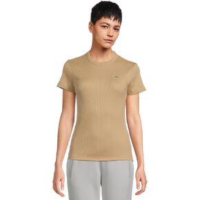 Lacoste Womens Slim Fit Ribbed Cotton T-Shirt in Kuwait
