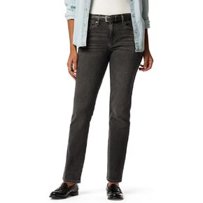 Levi Strauss Signature Women's Modern Straight Jeans Mid-Rise Stretch Denim (Standard and Plus), (New) New Black Opal, 20 Plus Regular in Saudi Arabia