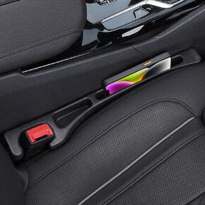 Car Seat Gap Filler, 2 Pack No-Drop Seat Side Gap Seam Filler Organizer with Phone Holder, Universal Fit Fill The Gap Between Seat and Console, Perfect for Car SUV Truck Black in Saudi Arabia