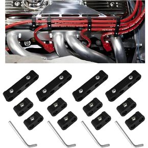4PCS Car Engine Spark Plug Wire Separator Divider Set, Aluminum Alloy Spark Plug Wires Holder, Plugs Wire Divider Looms Organizer Clamp Kit for 8mm 9mm 10mm, Car Accessories (Red) in Saudi Arabia