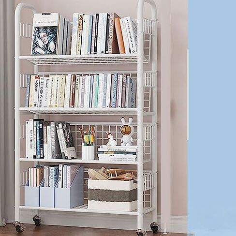 Multifunctional Rolling Bookshelf with 360° Wheels - Versatile Slide-Out Storage Cart for Home, Office, and Classroom Organization & Display in Saudi Arabia