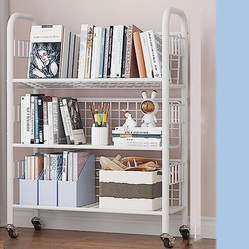 Multifunctional Rolling Bookshelf with 360° Wheels - Versatile Slide-Out Storage Cart for Home, Office, and Classroom Organization & Display in Saudi Arabia