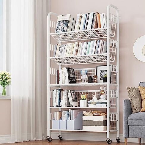 Multifunctional Rolling Bookshelf with 360° Wheels - Versatile Slide-Out Storage Cart for Home, Office, and Classroom Organization & Display in Saudi Arabia
