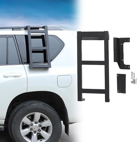 سلم جانبي للنافذة الخلفية متوافق مع Toyota Land Cruiser Prado 150 2010-2023، سلم رف سقف السيارة من الألومنيوم، ملحقات دعامة تثبيت سلم النافذة الجانبية الخلفية (الجانب الأيسر) in Kuwait
