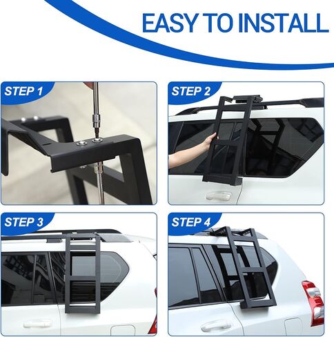 سلم جانبي للنافذة الخلفية متوافق مع Toyota Land Cruiser Prado 150 2010-2023، سلم رف سقف السيارة من الألومنيوم، ملحقات دعامة تثبيت سلم النافذة الجانبية الخلفية (الجانب الأيسر) in Kuwait