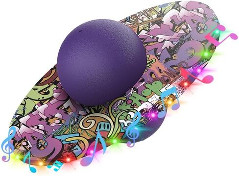كرة بوجو ملونة بإضاءة LED مع موسيقى - لعبة كرة قفز بخدعة توازن ممتعة للأطفال، مثالية للعب في الهواء الطلق والداخلي، هدية للأولاد والبنات حتى 200 رطل في عيد الميلاد (وردي) in Kuwait