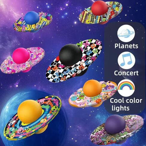 كرة بوجو ملونة بإضاءة LED مع موسيقى - لعبة كرة قفز بخدعة توازن ممتعة للأطفال، مثالية للعب في الهواء الطلق والداخلي، هدية للأولاد والبنات حتى 200 رطل في عيد الميلاد (وردي) in Kuwait