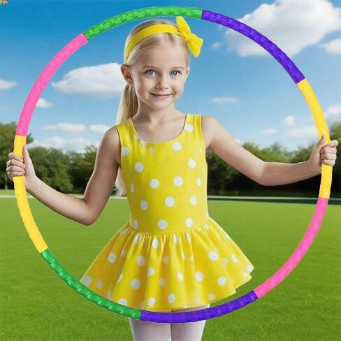 Kids Exercise Hoop for Ages 3-10 ， 8-Section Detachable & Adjustable Fitness Hoop ，Lightweight Play Circle for Indoor Outdoor Active Games in Kuwait