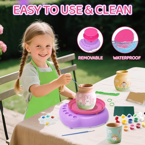 Pottery Wheel for Kids, Arts & Crafts Pottery Painting Toys Kit for Kids Ages 8-12, Art Supplies with 3 Pack Air Dry Clay and Clay Tools, Birthday Christmas Gift for Girls Boys 6 7 8 9 10 11 12 in Saudi Arabia
