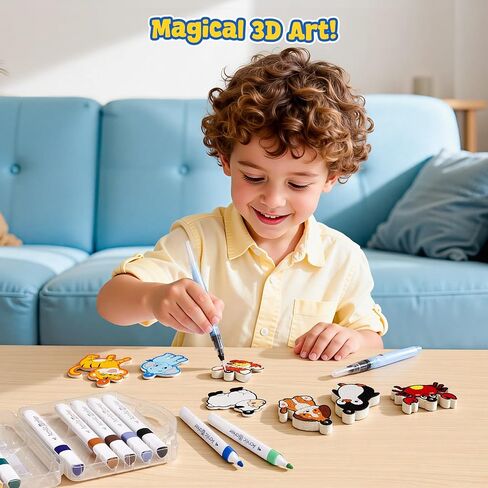 JoyCat Art Kit- 3D DIY Foam Texture Painting Kit, Animals Magic Puffy Paint Kit, Stocking Stuffers, Craft Kits for Kids, Christmas Gift for Girls & Boys Ages 4, 5, 6, 7, 8, 9, 10 in Saudi Arabia