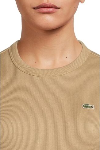 Lacoste Womens Slim Fit Ribbed Cotton T-Shirt in Kuwait