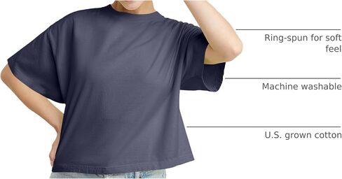 Hanes Originals Garment Washed T-Shirt, Crewneck Crop Tees for Women in Saudi Arabia