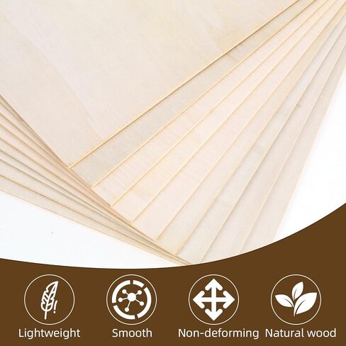 Basswood Sheets 1/8"x12"x12", 3mm Basswood for Laser Cutting and Engraving, Unfinished Wood Laser Engraving Blanks for Wood Crafts Supplies, DIY Ornaments & Architectural Model (12 Pack) in Saudi Arabia