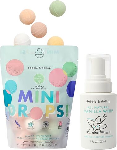 كرات استحمام دابل آند دولوب، كرات استحمام طبيعية 100% للأطفال، روائح استوائية - مصنوعة في الولايات المتحدة الأمريكية، قطرات مرطبة ومرحة، خالية من البارابين والكبريتات، نباتية، خالية من الغلوتين، خالية من مسببات الدموع (مجموعة من 12) in Kuwait