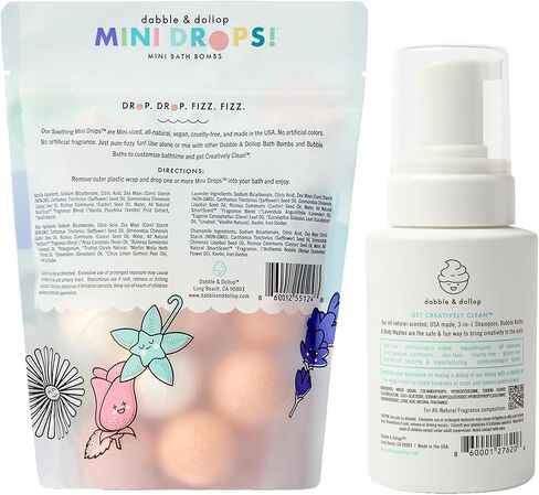 كرات استحمام دابل آند دولوب، كرات استحمام طبيعية 100% للأطفال، روائح استوائية - مصنوعة في الولايات المتحدة الأمريكية، قطرات مرطبة ومرحة، خالية من البارابين والكبريتات، نباتية، خالية من الغلوتين، خالية من مسببات الدموع (مجموعة من 12) in Kuwait