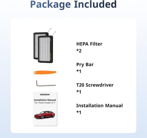 Tesla Model Y Front Trunk HEPA Carbon Air Filters Kit - (2x HEPA filters and 2x Carbon filters per package) - 4 packs per package with installation tools in Saudi Arabia