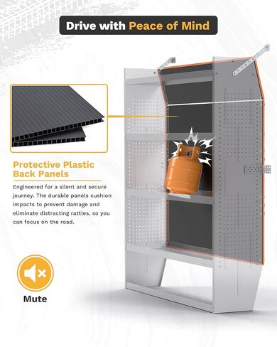 SV-5260 نظام تخزين أرفف Van Shelving فولاذي متوسط/عالي السقف يناسب وحدات Transit وNV وPromaster وSprinter وVan Shelving، مقاس 52 بوصة عرض × 60 بوصة ارتفاع × 13 بوصة عمق in Kuwait