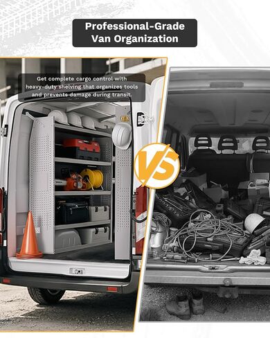 SV-5260 نظام تخزين أرفف Van Shelving فولاذي متوسط/عالي السقف يناسب وحدات Transit وNV وPromaster وSprinter وVan Shelving، مقاس 52 بوصة عرض × 60 بوصة ارتفاع × 13 بوصة عمق in Kuwait