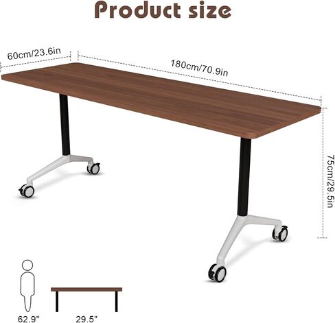 Conference Room Table with Flip-Top Design for Dynamic Meetings, Business Table Computer Desk with Heavy-Duty Frame,Foldable Seminar Meeting Tables for Home Office (6, A, 70.8IN) in Saudi Arabia