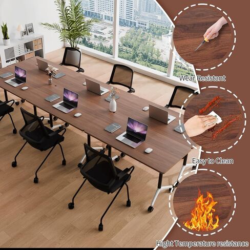 Conference Room Table with Flip-Top Design for Dynamic Meetings, Business Table Computer Desk with Heavy-Duty Frame,Foldable Seminar Meeting Tables for Home Office (6, A, 70.8IN) in Saudi Arabia