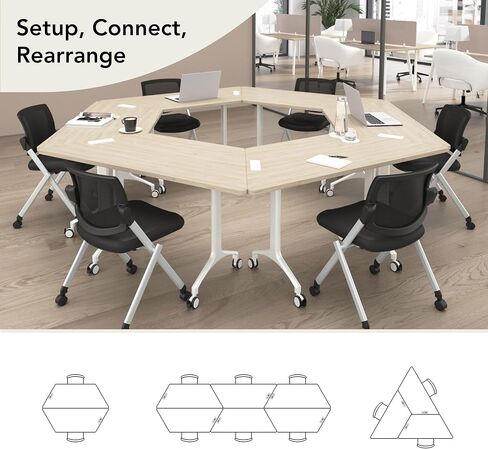 Bush Business Furniture 60-inch Trapezoid Modular Office Conference Table, Synergy Collection, Platinum Gray in Saudi Arabia