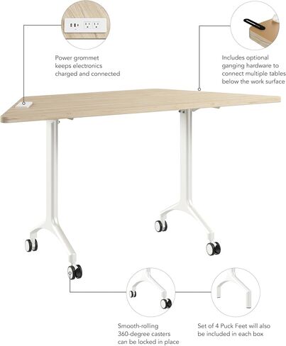Bush Business Furniture 60-inch Trapezoid Modular Office Conference Table, Synergy Collection, Platinum Gray in Saudi Arabia