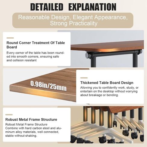 Folding Conference Room Tables Modular Office Conference Table,Mobile Training Table Rolling Seminar Tables with Wheels,Easy to Assemble,Modern Flip Top Meeting Seminar Table for Office,classr (10) in Saudi Arabia