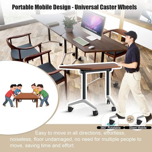 Folding Conference Room Tables Modular Office Conference Table,Mobile Training Table Rolling Seminar Tables with Wheels,Easy to Assemble,Modern Flip Top Meeting Seminar Table for Office,classr (10) in Saudi Arabia