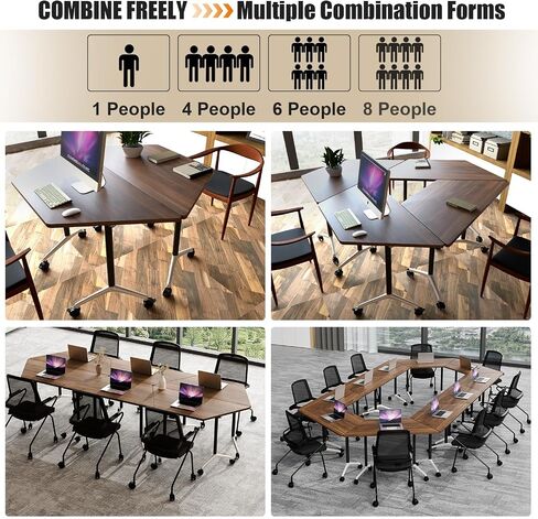 Folding Conference Room Tables Modular Office Conference Table,Mobile Training Table Rolling Seminar Tables with Wheels,Easy to Assemble,Modern Flip Top Meeting Seminar Table for Office,classr (10) in Saudi Arabia
