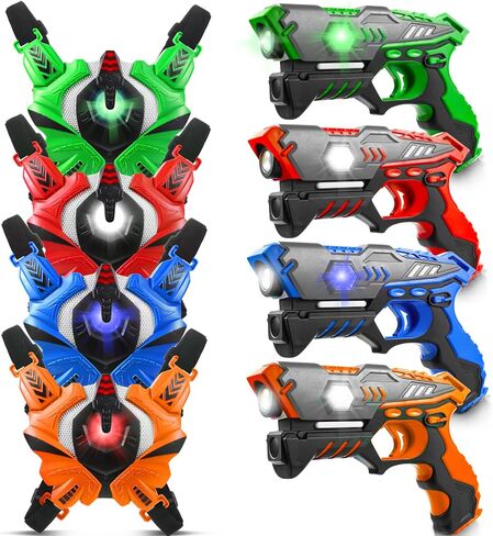Laser Tag: Laser Tag Guns Set of 4 with Vests, Infrared Lazer Tag Game, Laser Tag Set 4 Player for Kids Adults, Toys for Kids Ages 6 7 8 9 10 11 12+ Year Old Boy Christmas Birthday Gift in Saudi Arabia