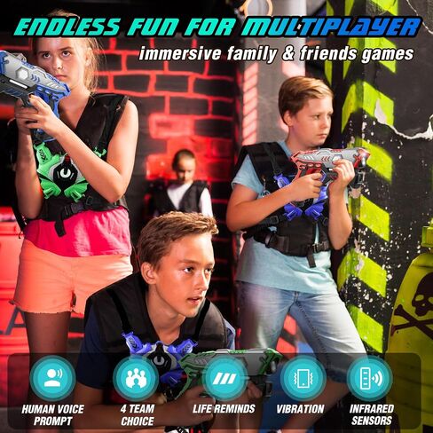 Laser Tag: Laser Tag Guns Set of 4 with Vests, Infrared Lazer Tag Game, Laser Tag Set 4 Player for Kids Adults, Toys for Kids Ages 6 7 8 9 10 11 12+ Year Old Boy Christmas Birthday Gift in Saudi Arabia