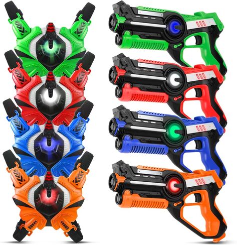 Laser Tag: Laser Tag Guns Set of 4 with Vests, Infrared Lazer Tag Game, Laser Tag Set 4 Player for Kids Adults, Toys for Kids Ages 6 7 8 9 10 11 12+ Year Old Boy Christmas Birthday Gift in Saudi Arabia