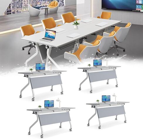 4 عبوات من طاولات المؤتمرات، طاولة اجتماعات قابلة للطي مع عجلات صامتة، طاولات اجتماعات للفصول الدراسية، طاولة مكتب متنقلة لغرفة الاجتماعات تتسع لـ 24-28 شخصًا، طاولات عمل طويلة (1619H، 47.2بوصة) in Kuwait