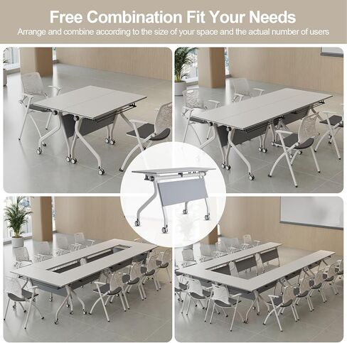 4 عبوات من طاولات المؤتمرات، طاولة اجتماعات قابلة للطي مع عجلات صامتة، طاولات اجتماعات للفصول الدراسية، طاولة مكتب متنقلة لغرفة الاجتماعات تتسع لـ 24-28 شخصًا، طاولات عمل طويلة (1619H، 47.2بوصة) in Kuwait