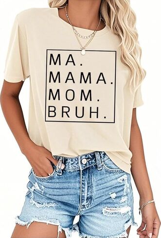 ماما قميص للنساء ما ماما الأم أمي بروه قميص عيد الأم تي شيرت مضحك قصيرة الأكمام أمي قميص بلايز عادية تيز in Kuwait