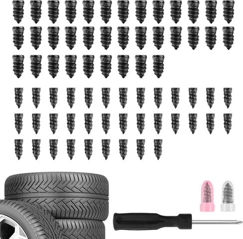 Screw in Tire Plugs, 70 Pcs Tire Repair Screws, Tire Repair Rubber Nail Kit (70PCS) in Saudi Arabia