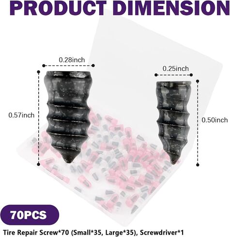 Screw in Tire Plugs, 70 Pcs Tire Repair Screws, Tire Repair Rubber Nail Kit (70PCS) in Saudi Arabia