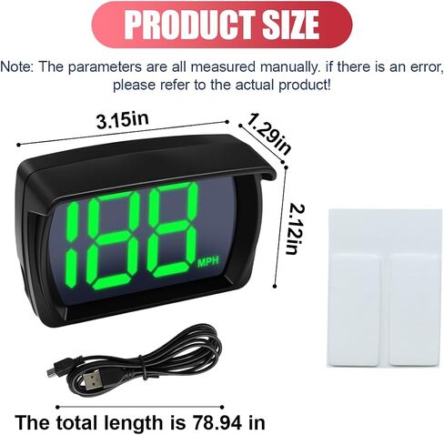 عداد السرعة الرقمي HUD GPS للسيارة، شاشة عرض كبيرة بخط LED MPH للسيارة مع توصيل وتشغيل كابل USB، عداد سرعة السيارة العالمي لعربة الجولف والشاحنات وسيارات الدفع الرباعي والدراجات النارية (MP/H) in Kuwait