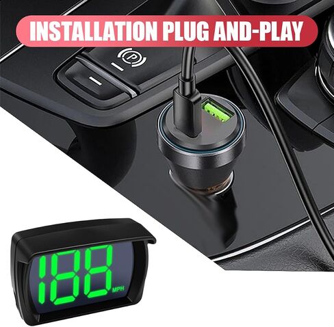 عداد السرعة الرقمي HUD GPS للسيارة، شاشة عرض كبيرة بخط LED MPH للسيارة مع توصيل وتشغيل كابل USB، عداد سرعة السيارة العالمي لعربة الجولف والشاحنات وسيارات الدفع الرباعي والدراجات النارية (MP/H) in Kuwait