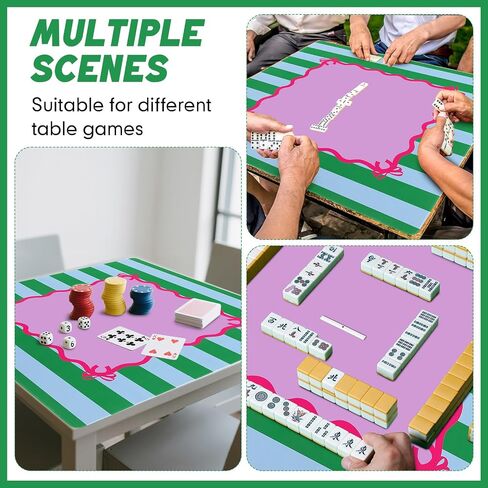 Dunzy 33'' x 33'' Mahjong Mat with Carrying Bag Non Slip Noise Reduction Gaming Mat Rubber Mahjong Table Cover Accessories Gifts for Poker Board Games Dominoes(Rose Red) in Saudi Arabia