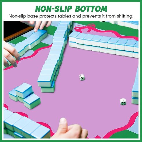 Dunzy 33'' x 33'' Mahjong Mat with Carrying Bag Non Slip Noise Reduction Gaming Mat Rubber Mahjong Table Cover Accessories Gifts for Poker Board Games Dominoes(Rose Red) in Saudi Arabia