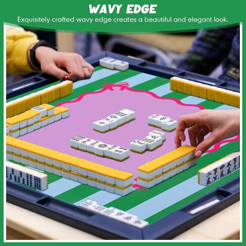 Dunzy 33'' x 33'' Mahjong Mat with Carrying Bag Non Slip Noise Reduction Gaming Mat Rubber Mahjong Table Cover Accessories Gifts for Poker Board Games Dominoes(Rose Red) in Saudi Arabia