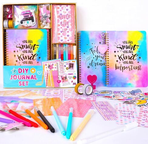 طقم مجلة Pure Vie DIY للفتيات من عمر 8 إلى 14 عامًا، مجموعة أدوات الحرف الفنية للمذكرات للفتيات المراهقات والمراهقات، مجموعة ألعاب سجل القصاصات ولوازم المذكرات الإبداعية مع ملصق دفتر الملاحظات - أفكار هدايا عيد الميلاد اللطيفة والممتعة in Kuwait