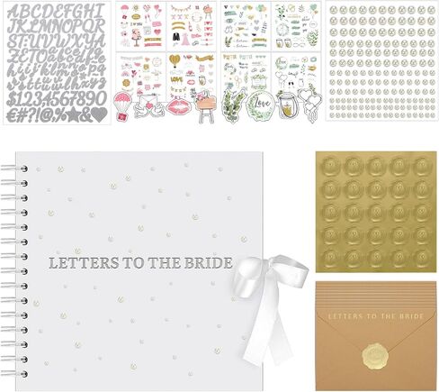 Tenceur 10 x 10 Inch Letters to The Bride Scrapbook Wedding Memory Book Bridal DIY Blank Paper Scrapbook Photo Album Guest Book Sign with Stickers Envelopes Double Sided Tapes in Saudi Arabia
