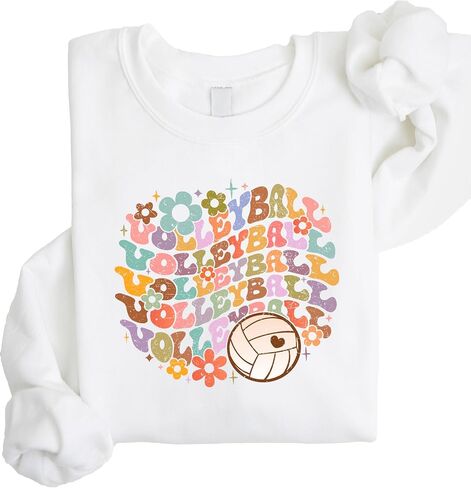 Olive Loves Apple Trendy Volleyball Sweatshirt School Pride Retro Sweater for Adults and Teens in Saudi Arabia