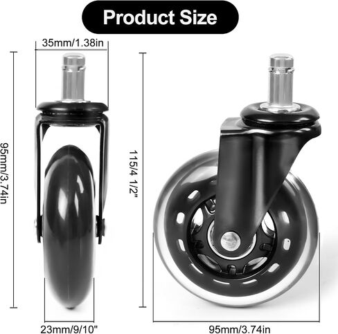 Office Chair Caster Replacement, 3 Inch Computer Desk Caster Wheels Smooth & Safe Rolling (1 PCS) in Saudi Arabia