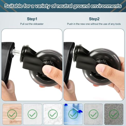 Office Chair Caster Replacement, 3 Inch Computer Desk Caster Wheels Smooth & Safe Rolling (1 PCS) in Saudi Arabia