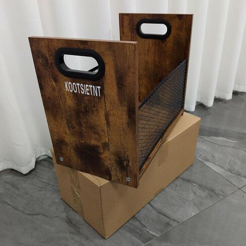 KOOTSIETNT Vintage Rustic Magazine Rack Furniture 15.35x8.7x11.8 Inch, with Handles and Mesh Design for Books, Newspapers Office fumiture Furniture made from wood or substitutes for wood in Saudi Arabia